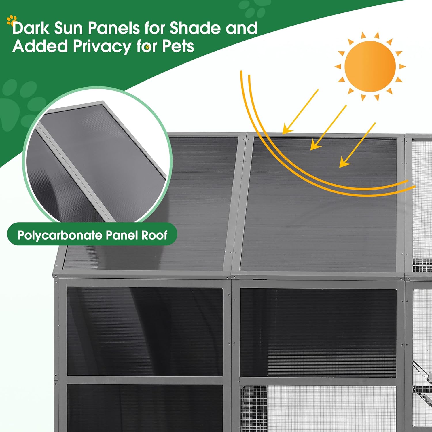 Large Cat Cage Outdoor Wooden Catio Enclosure with Bridges and Weatherproof Roof D59334