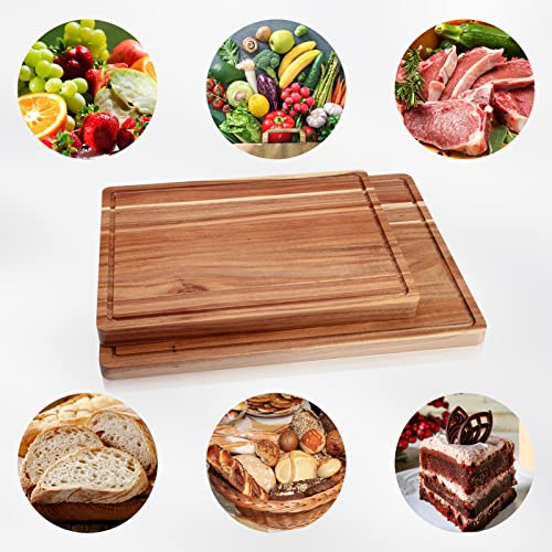 Acacia Wood Cutting Board with Handle and Juice Groove H90766