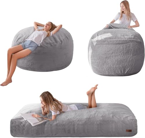 Giant Bean Bag Chair Bed for Adults, Convertible Floor Sofa Mattress R473823