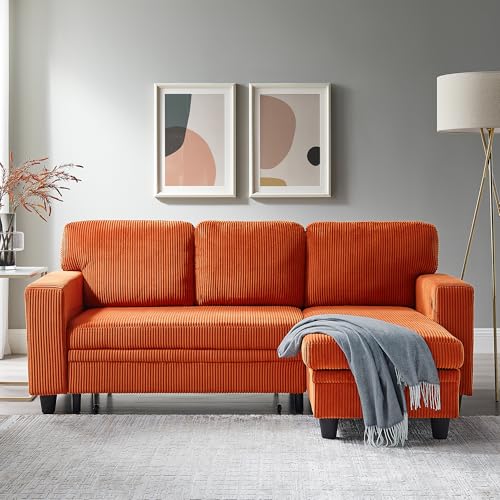 80" L-Shaped Sleeper Sectional Couch with Storage Chaise and USB Port H31043