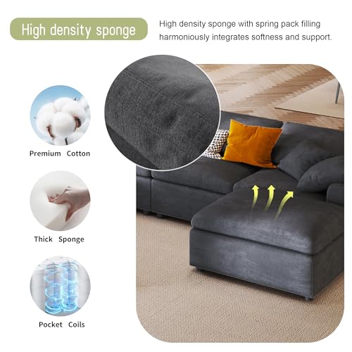 Modular Sectional Sofa with Ottoman, U-Shaped Lounge Couch H930