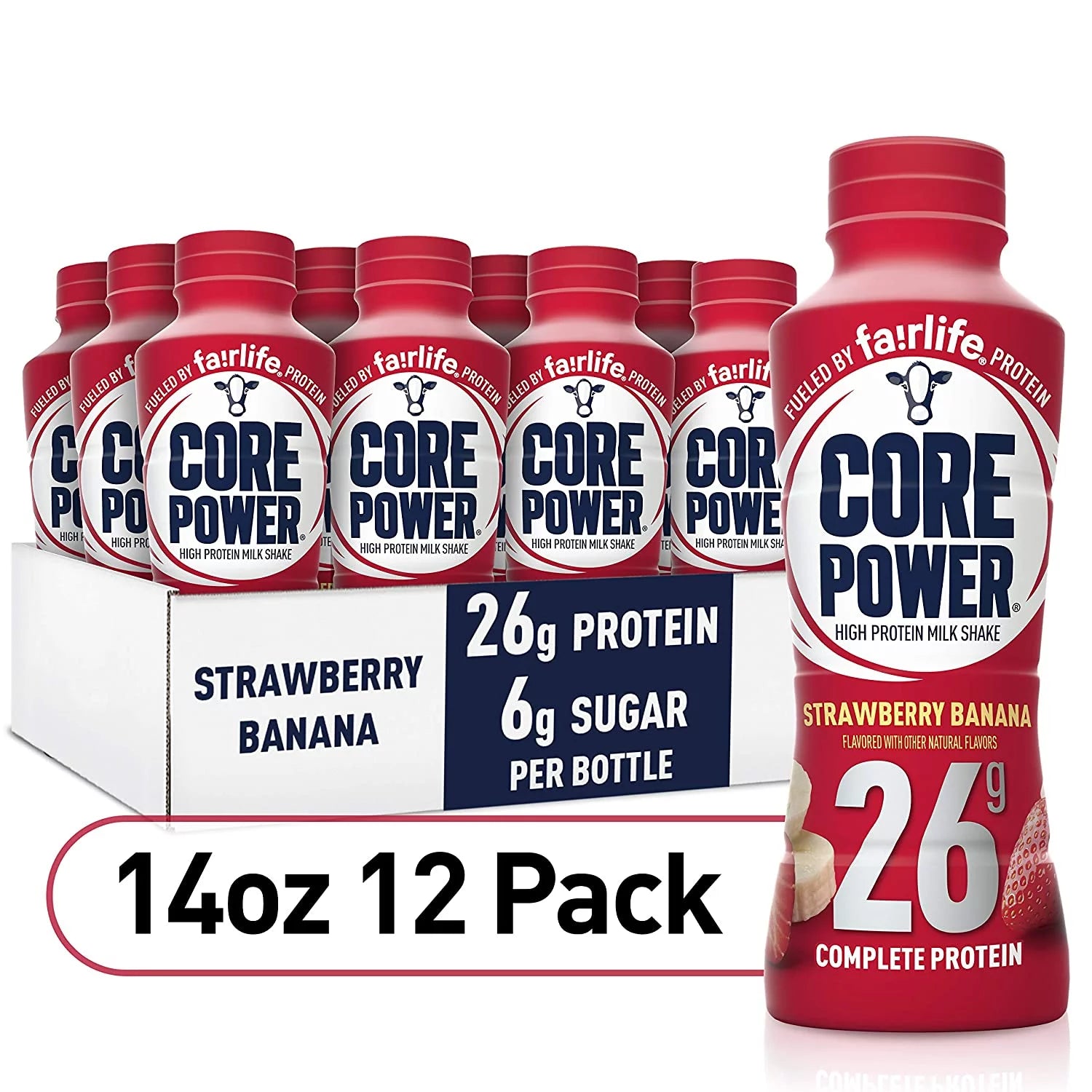 Strawberry Banana High Protein Milk Shake, 14 Fl Oz (Pack of 12) V971