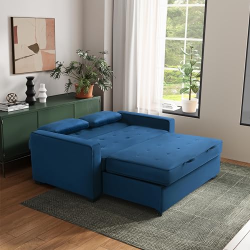 Convertible Sleeper Sofa, Queen Size, Navy Q5867