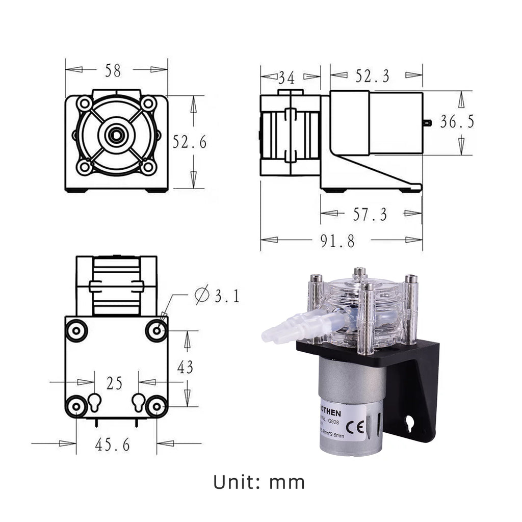 Dosing Pump 12V Peristaltic with Silicone Tubing for Aquarium Lab V73062