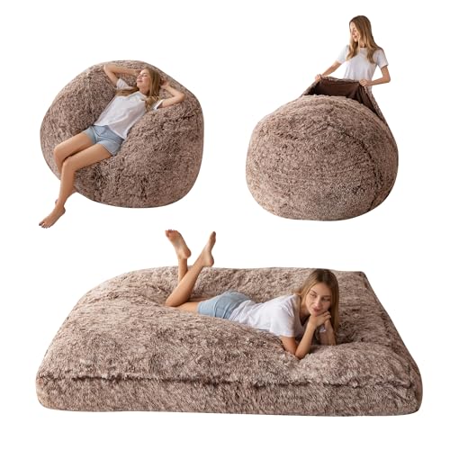Giant Bean Bag Chair Bed for Adults, Convertible Floor Sofa Mattress R473823