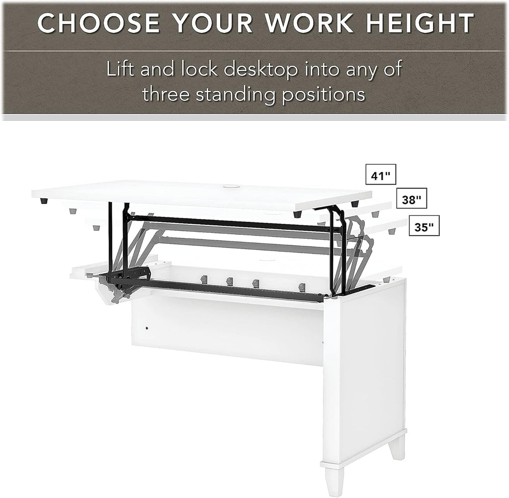 Sit to Stand L Shaped Desk with Hutch and File Cabinet T877029