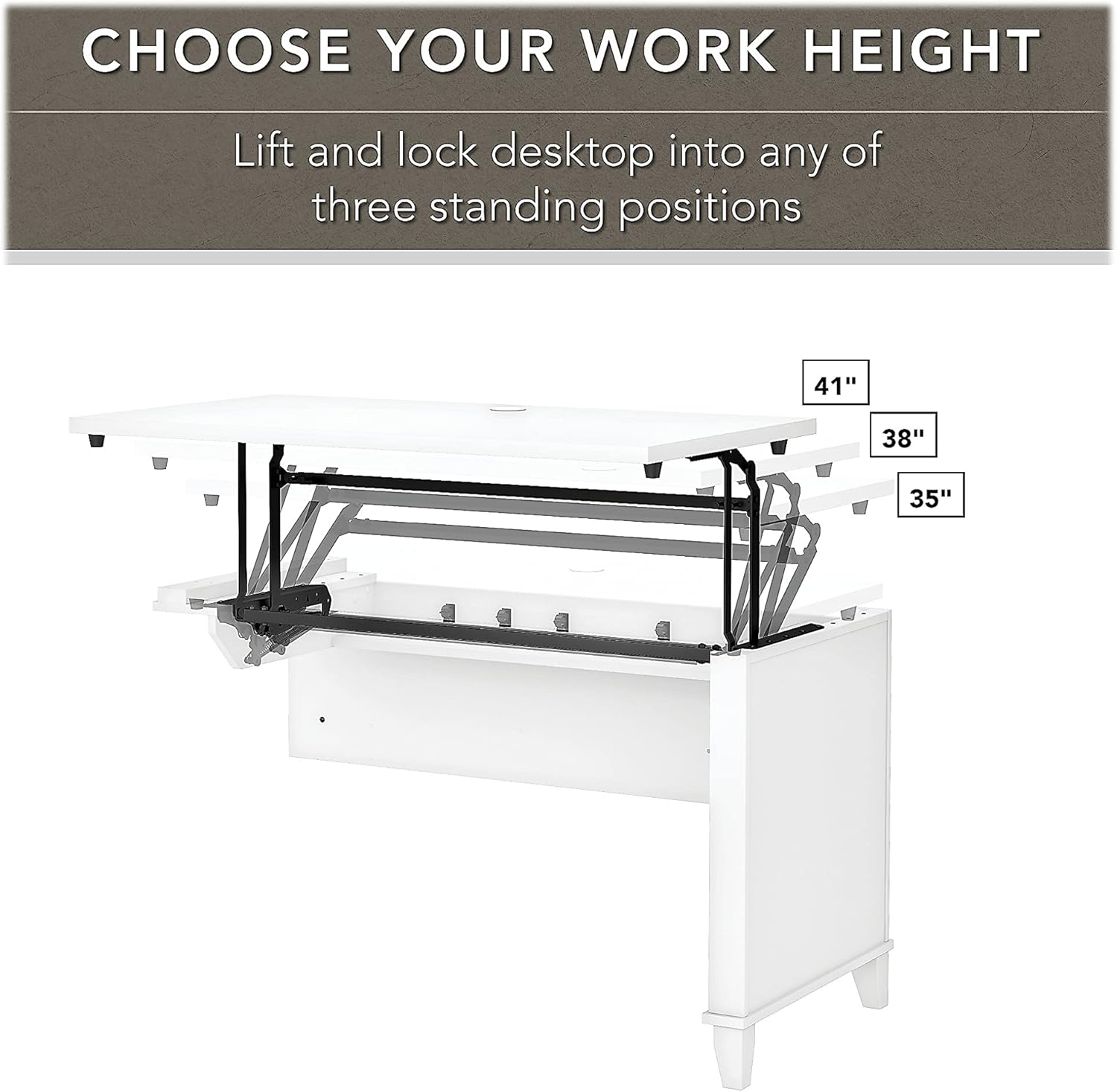 Sit to Stand L Shaped Desk with Hutch and File Cabinet T877029