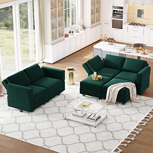 Modular Velvet Sectional Sofa with Chaise Lounge and Storage X4138