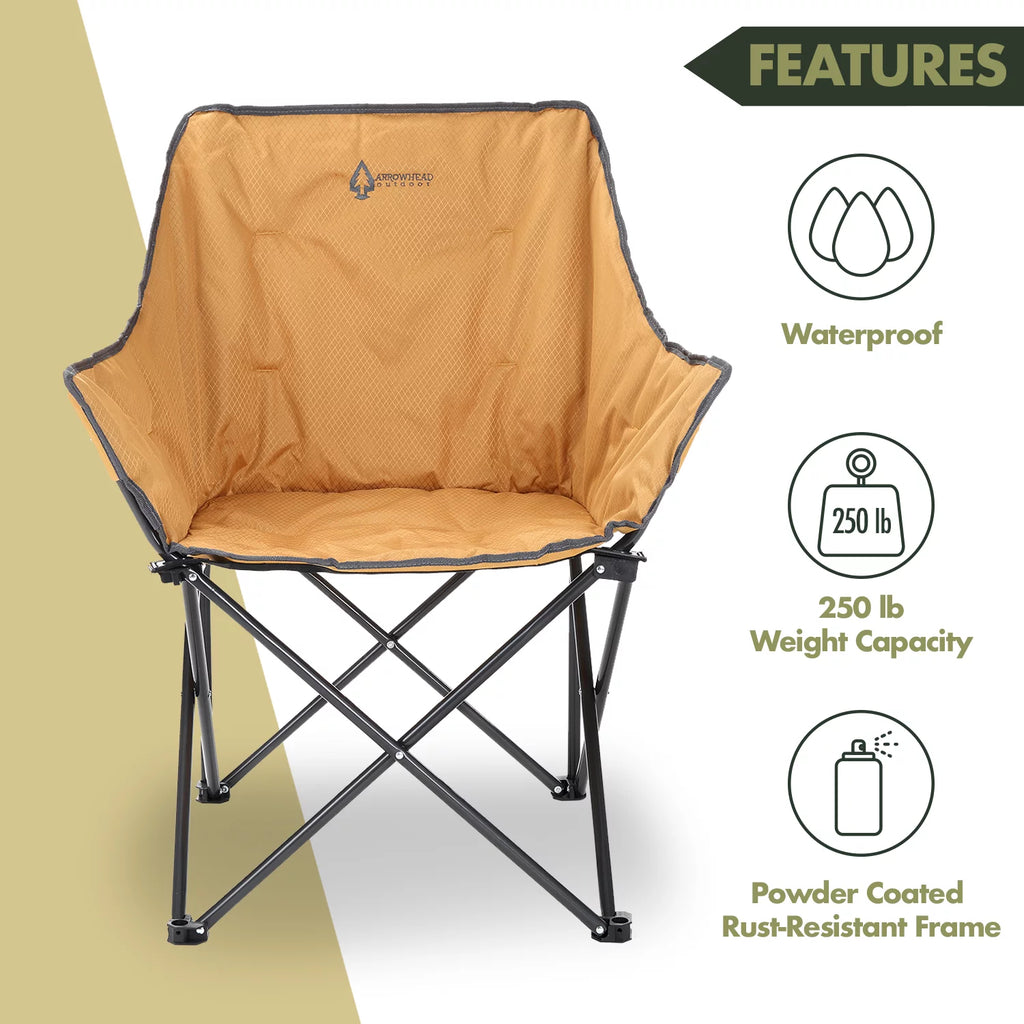 Portable Folding Camping Quad Chair, Heavy-Duty Steel Frame, Supports 250lbs, with Carrying Bag A8160
