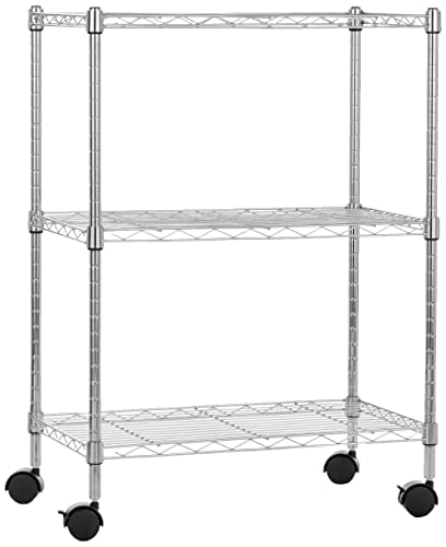 5-Shelf Adjustable Heavy Duty Storage Shelving Unit on Wheel Casters, Metal Wire Rack, Black A697