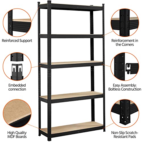 5-Tier Adjustable Metal Shelving Unit for Garage, Pantry, and Warehouse M7734