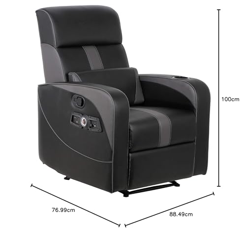 Recliner Gaming Chair with Bluetooth Audio, Headrest Speakers, Footrest and Cupholder M149