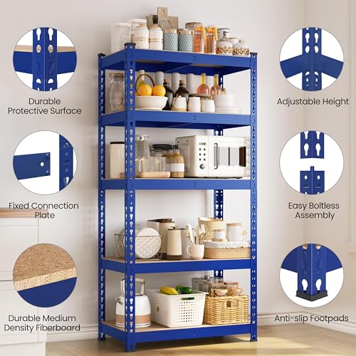 5-Tier Adjustable Metal Shelving Unit for Garage, Pantry, and Warehouse M7734
