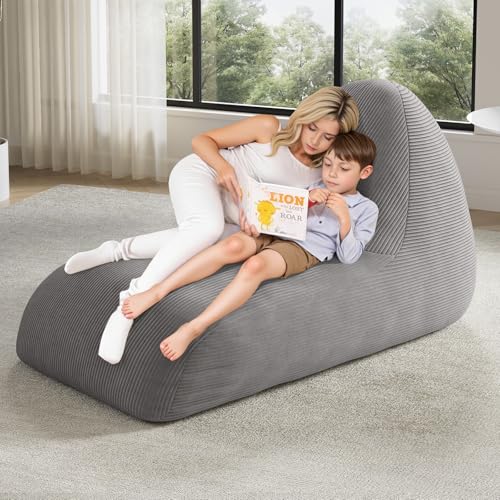 Unicorn Bean Bag Chair for Kids with Filler, Corduroy Floor Lounger, Pink W9694