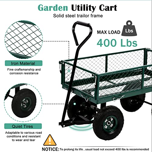 Garden Utility Wagon 400lb Capacity with Steel Frame and 10in Tires T103