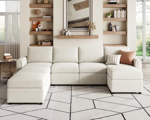 Modular Sectional Sofa with Storage, U Shaped Couch, Blue Y4358