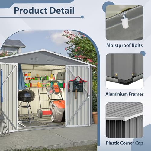 Outdoor Storage Shed, Heavy-Duty All-Weather Tool Shed with Lockable Doors C3585