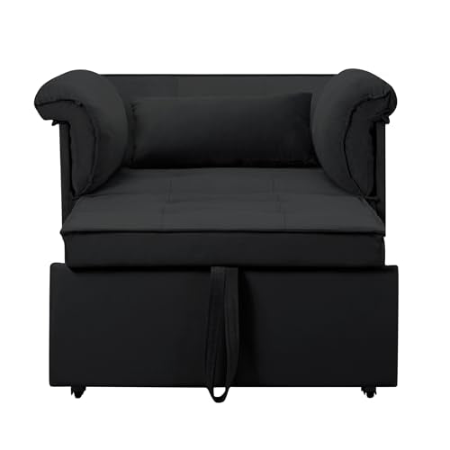 Sleeper Sofa Bed with Side Pocket, Convertible Futon Couch for Living Room X8857