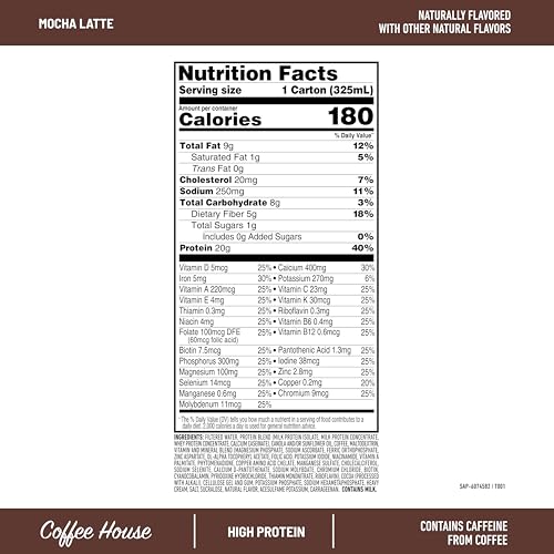 Protein Shake, Chocolate, 20g Protein, Meal Replacement, 12 Count B226310