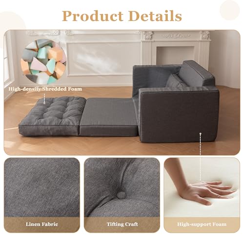 Loveseat Sleeper Sofa Convertible Sofa Bed Couch with Reclining Backrest and Pillows A86014