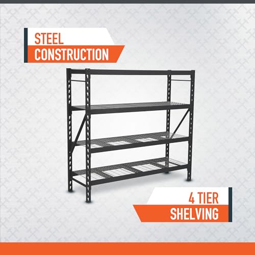 4-Tier Industrial Steel Shelving Unit, 8000-Pound Capacity, Garage Storage Rack O7523
