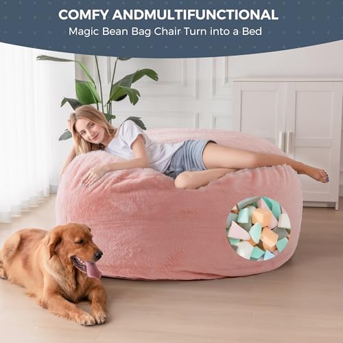 Giant Bean Bag Chair Bed for Adults, Convertible Floor Sofa Mattress R473823