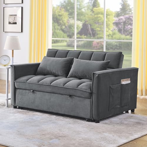 Convertible Sleeper Sofa Bed with Pull-Out Bed and Adjustable Backrest V521