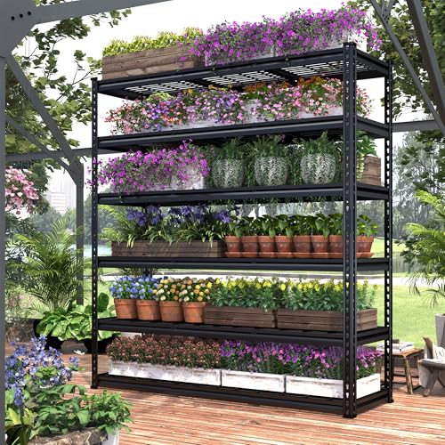 60" W Garage Shelving, 5-Tier Heavy Duty Metal Storage Shelves B8137