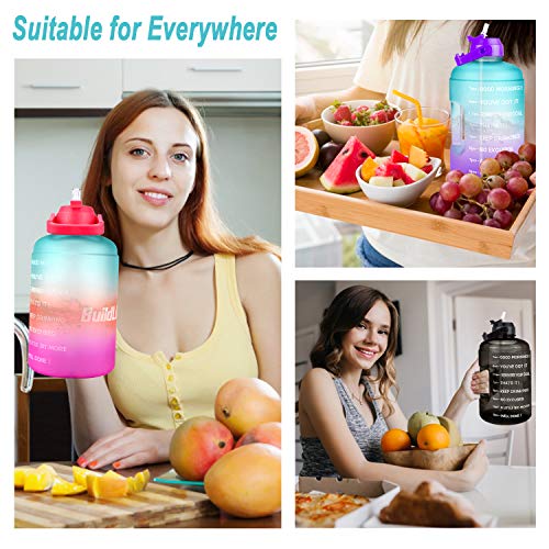 1 Gallon Water Bottle with Straw and Time Marker Leak-Proof BPA Free H475440