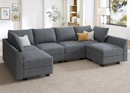 Modular Sectional Sofa with Storage, Grey Z479035