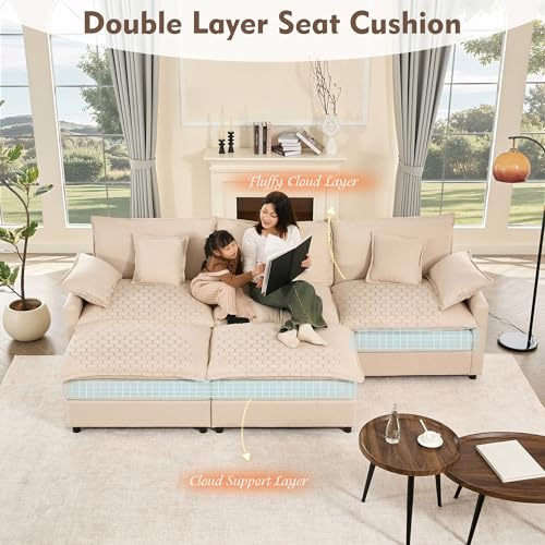 U Shaped Modular Sectional Sofa with Ottoman, Chenille, Black Z16537
