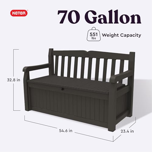 70 Gallon Outdoor Storage Bench Deck Box for Patio and Garden Tools S752