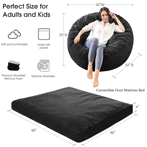 Giant Bean Bag Chair Convertible Bed with Microfiber Cover X2136