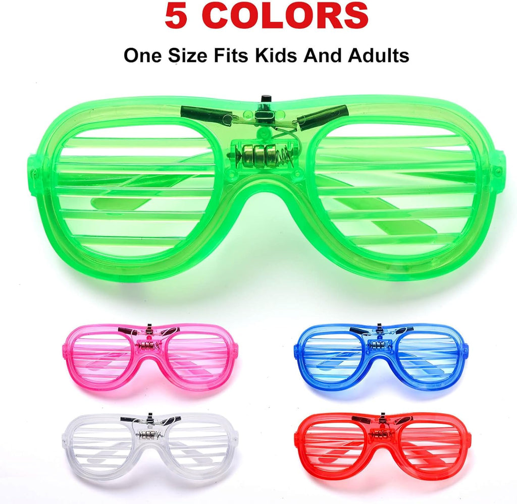 25 Pack LED Glasses Party Favor, 5 Neon Colors Glow in the Dark O7363