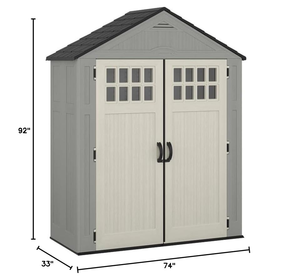Heavy-Duty Resin Outdoor Shed with Double Doors and Windows, 6 x 3 ft X3464