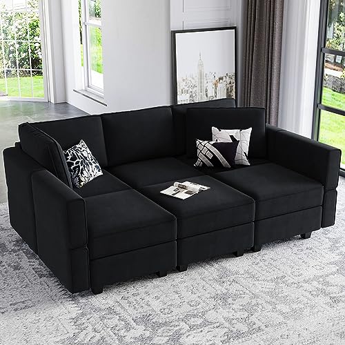 Modular Velvet Sectional Sofa with Chaise Lounge and Storage X4138