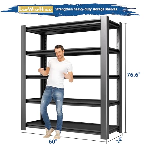 Heavy Duty Garage Shelving Unit, 5-Tier Adjustable Metal Storage Rack Y532