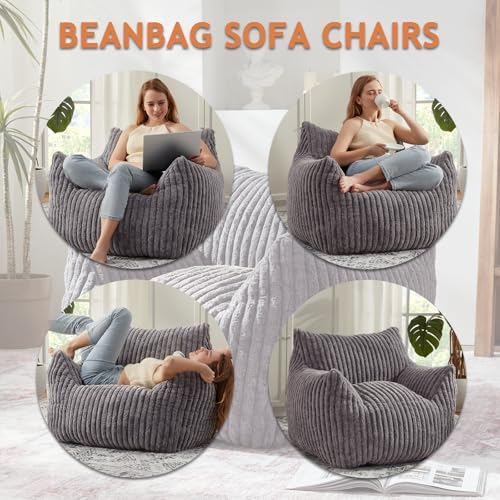 Plush Bean Bag Chair with Armrests for Adults and Teens M473