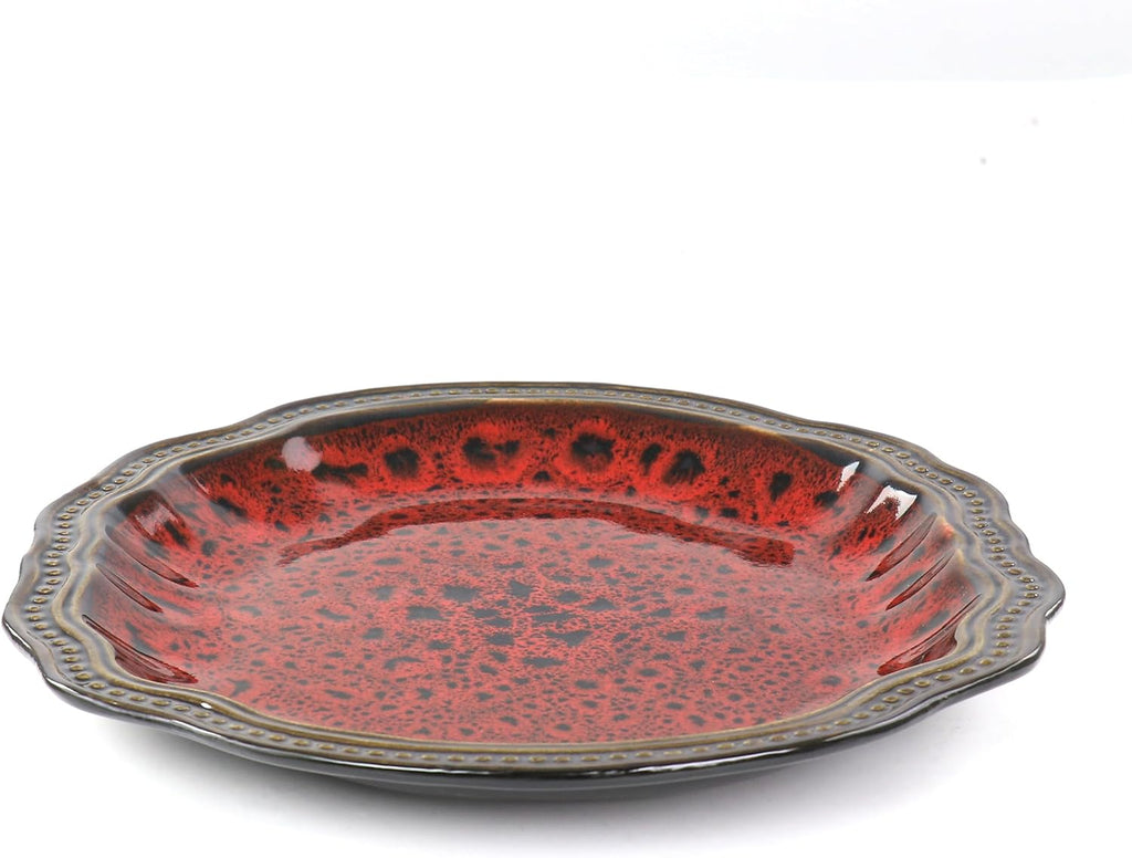 6 Piece Stoneware Dinner Plate Set Red X4106