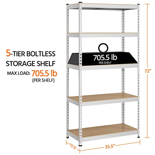 5-Tier Adjustable Metal Shelving Unit for Garage, Pantry, and Warehouse M7734