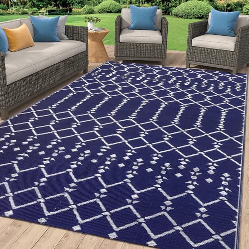 Waterproof Outdoor Rug 5x8 ft, Reversible Plastic Straw Patio Mat Z2613