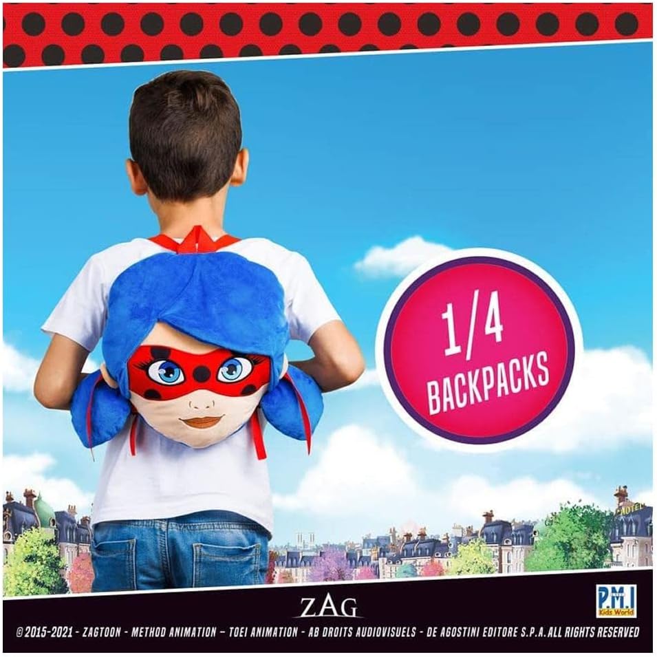 Miraculous Ladybug Plush School Backpack, 12-Inch Collectible T500