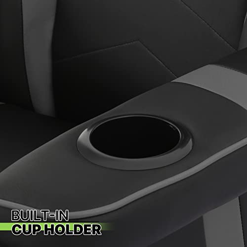 360° Swivel Gaming Recliner Chair, Ergonomic PU Leather with Adjustable Backrest, Footrest, Cup Holder M2617