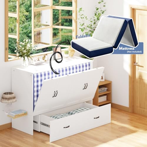 Twin Murphy Bed with Charging Station and Drawer R7073