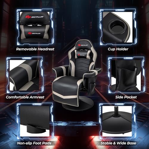 Massage Gaming Chair with Adjustable Backrest and Footrest G669073