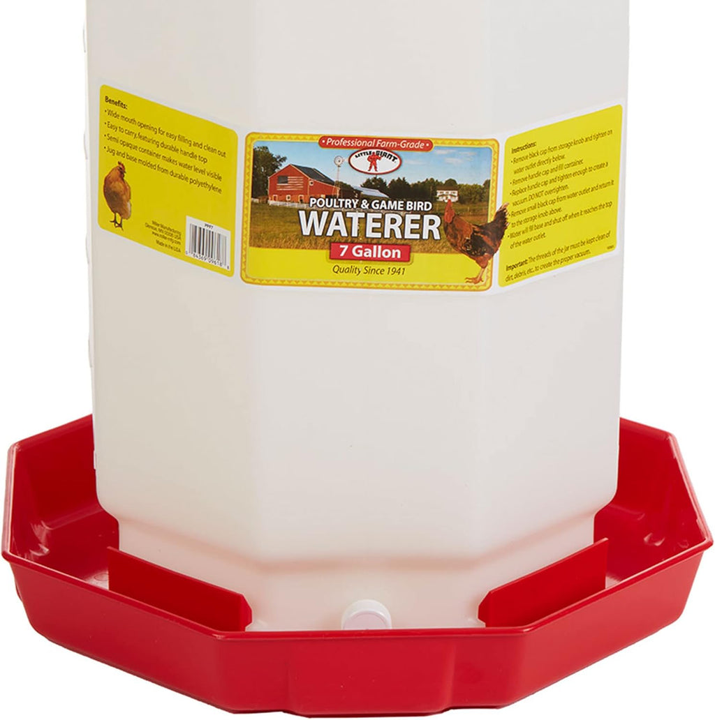7 Gallon Hanging Automatic Poultry Waterer for Chickens and Game Birds, Red X4486