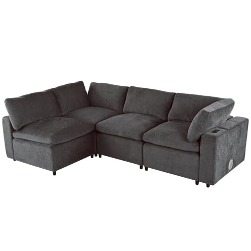Modular Sectional Sofa with Ottoman, U-Shaped Lounge Couch H930