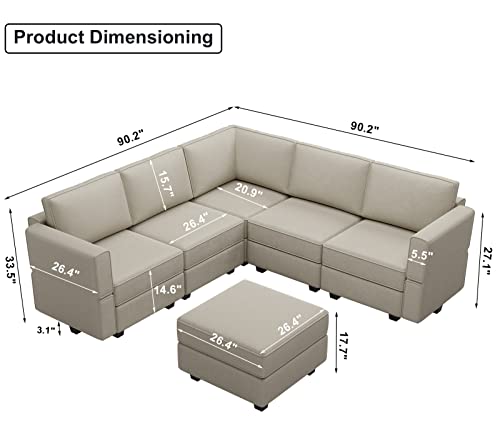 Modular Velvet Sectional Sofa with Chaise Lounge and Storage X4138