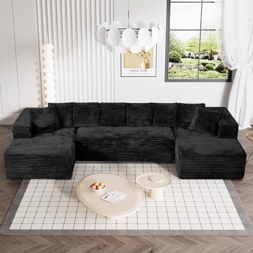Modular Sectional Sofa with Chaise Lounge, Corduroy Memory Foam, Black Z82307