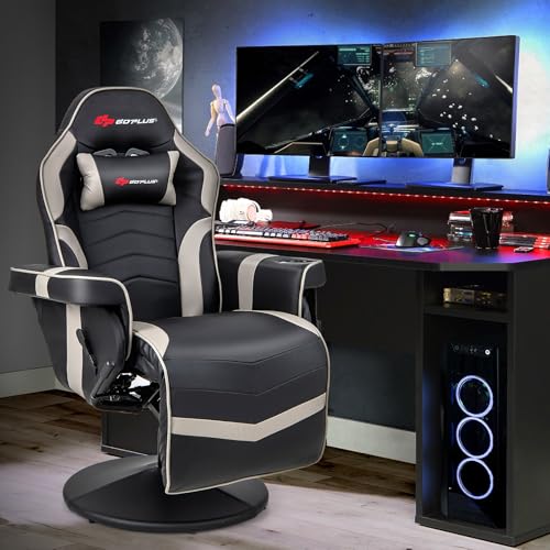 Massage Gaming Chair with Adjustable Backrest and Footrest G669073